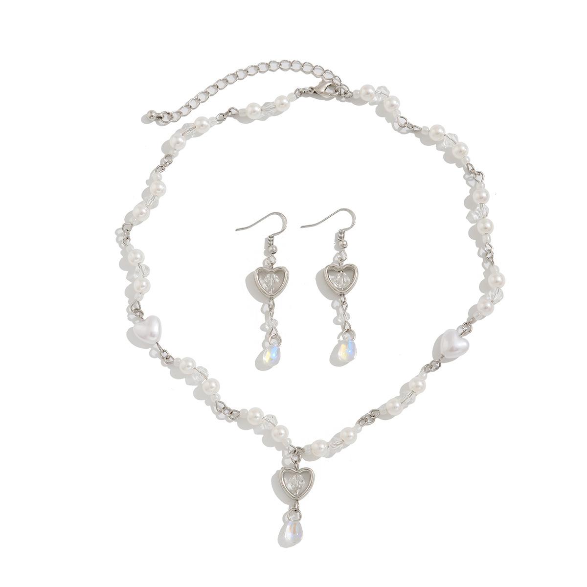 

Романтическое милое ожерелье с подвеской в виде сердца любви и клубники, серьги-капли для женщин, набор свадебных украшений на День святого Валентина