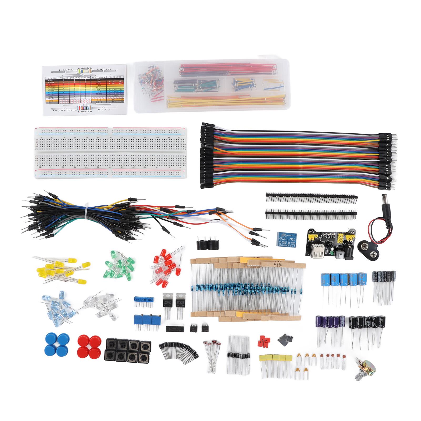 

DIY Electronics Components Assortment Kit Power Module Resistor Capacitor Transistor Jumper Wires
