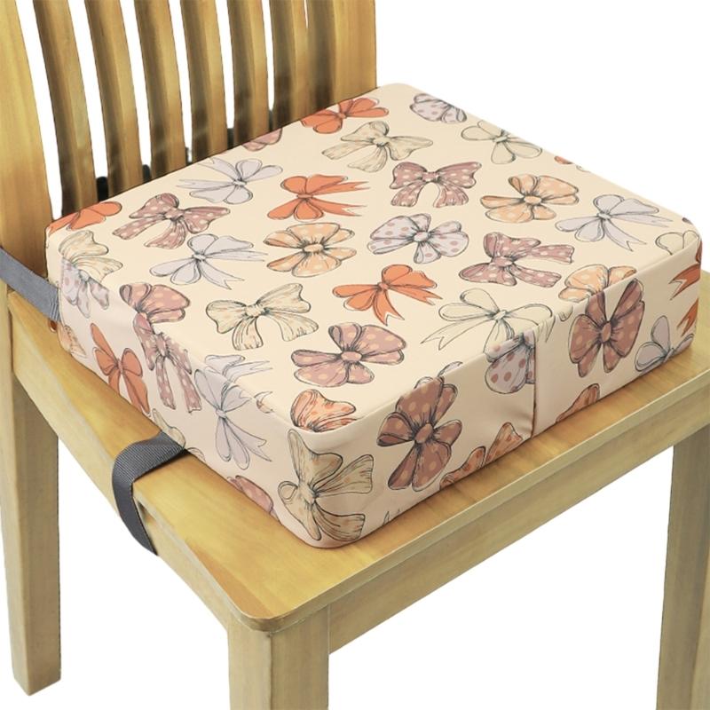 Booster Seat for Dining Table Printed Pattern Kids Booster Seat with Safety Buckles Anti-Slip Bottom Heightening Cushion