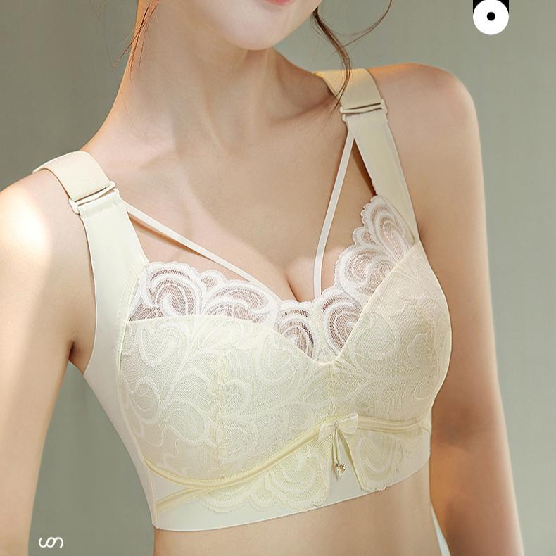 Large Size Bra Women's Lace Thin Full Cup Bra No Steel Ring Gathered and Gathered Accessory Push Up Bra