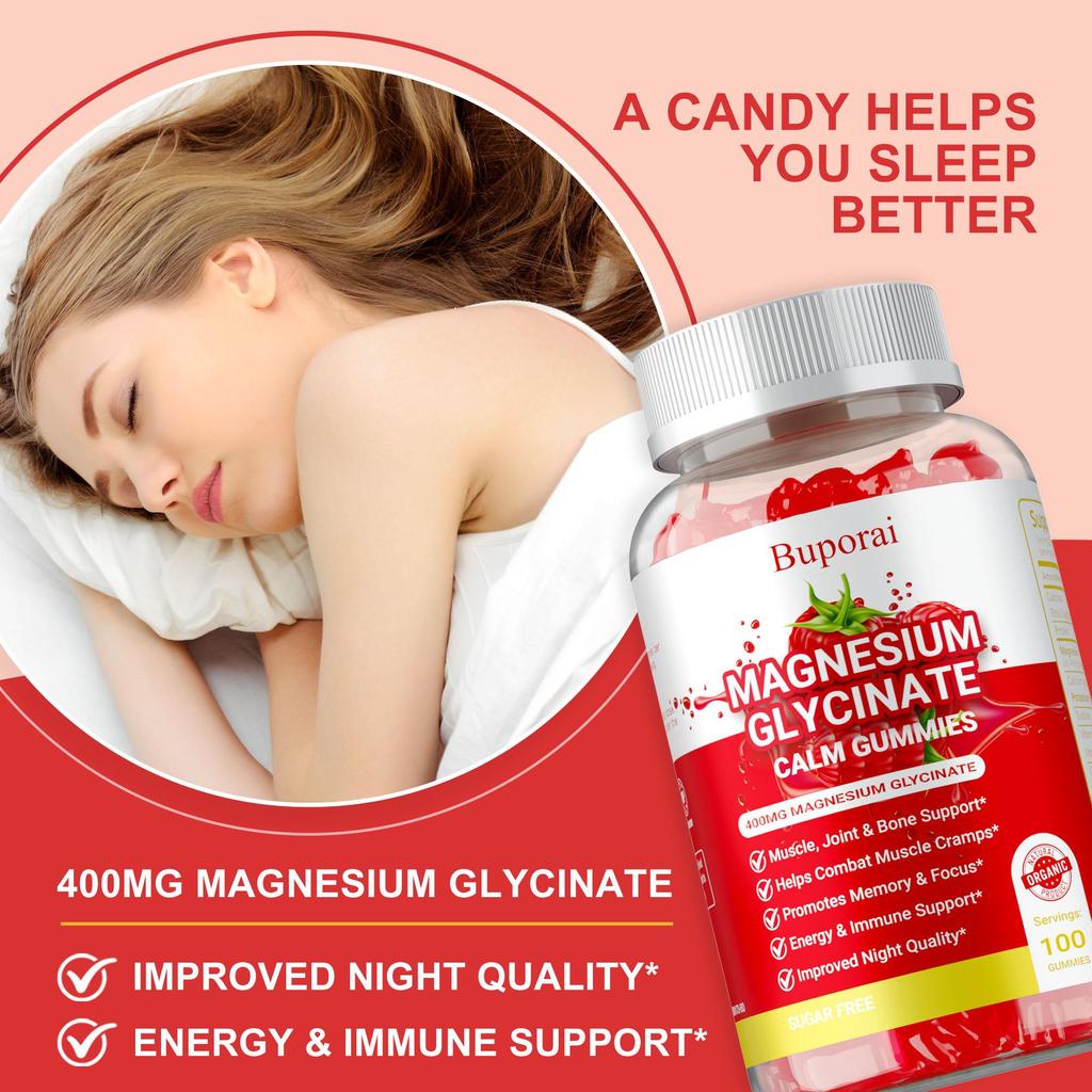 Magnesiumglycinat 400mg - für Schlaf, Stressabbau, Knochenunterstützung, Hohe Absorption