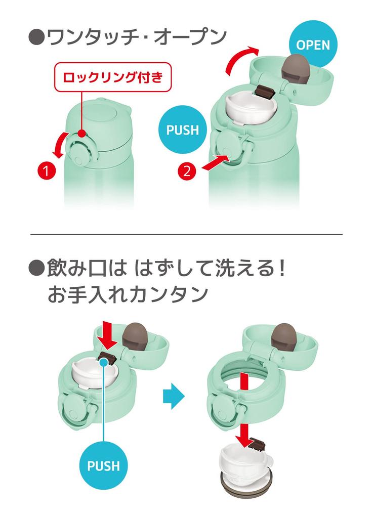 Thermos Vacuum Insulated Portable Mug, 500ml, Stainless Steel, Leak-Proof, Mint Gradient, JNR-502LTD M-G