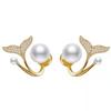 Fishtail Pearl Earrings Internet Celebrity Earrings Fashionable Simple Earrings Women's Silver Needle New Style