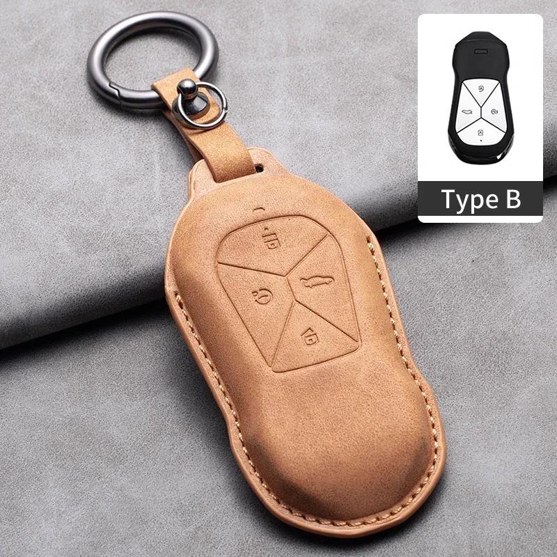 Leather Car Remote Key Case Cover for Xiaopeng Xpeng P5 P7 G3 G6 G9 G3i 2021 2022 Car Key Fob Shell Holder Keychain Accessories