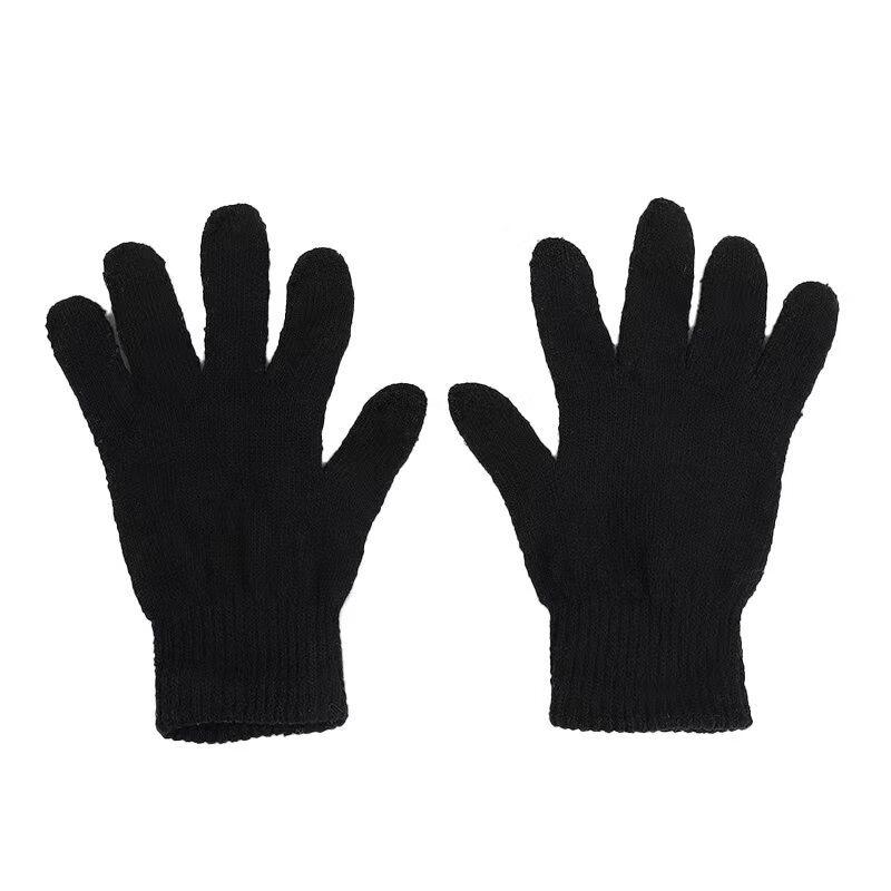 Gants Tricotés Noirs pour Adultes, Doigts Entiers