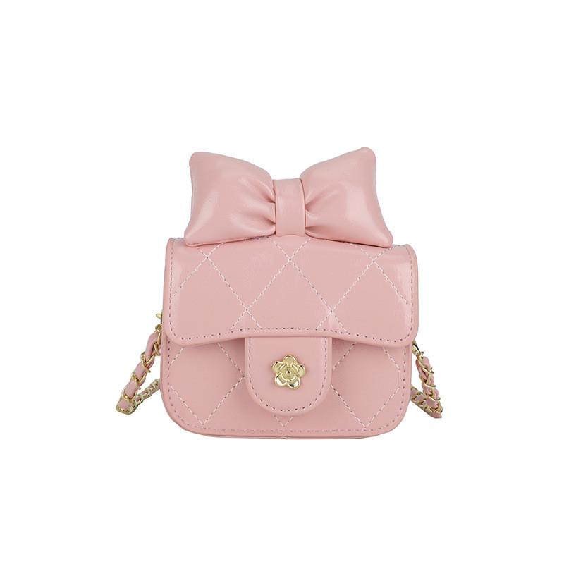 No Ip Small Pu Diamond Quilted Girls Crossbody Bag With Bow For Daily Use