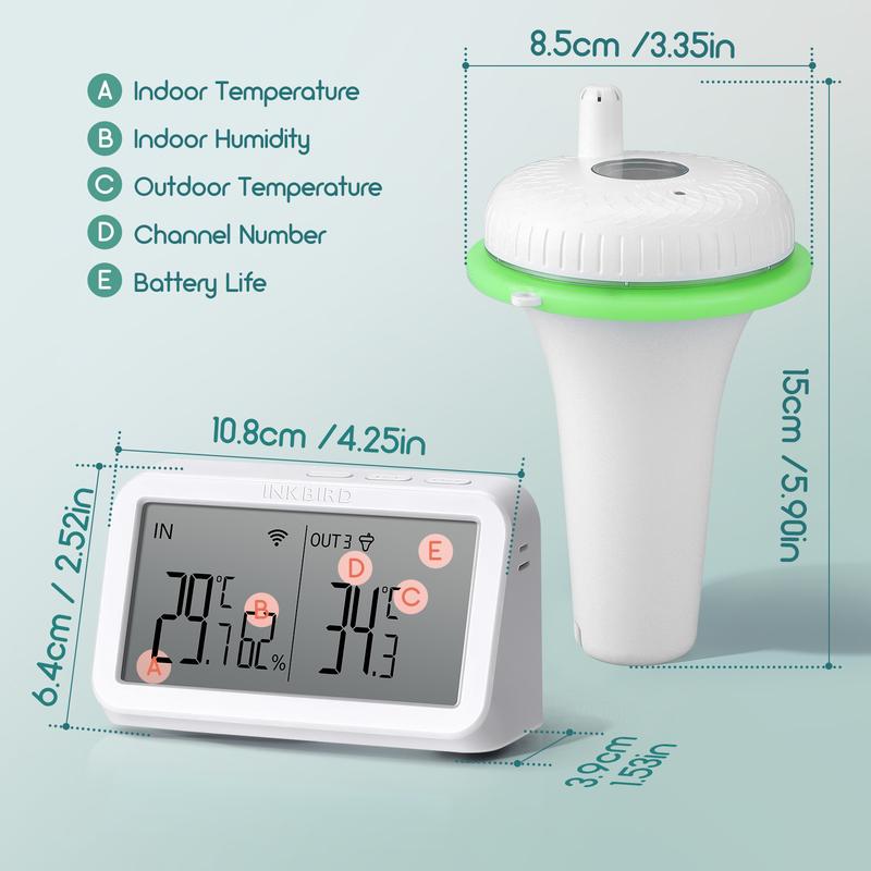 INKBIRD Termometro Wireless per Piscina di Seconda Generazione con Gateway Wifi IBS-M2 Combo Termometro Digitale Galleggiante Impermeabile per Vasca da Bagno e Laghetto