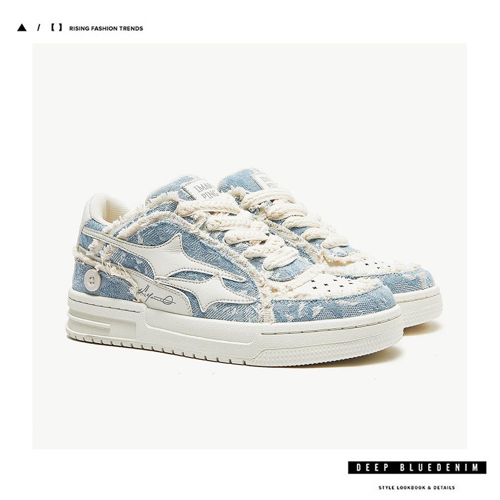 Zapatillas de Lona Lavada Transpirables Estilo Destructivo para Hombre y Unisex