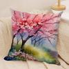 Cherry Tree In Spring Cushion Cover Soft Plush Fabric Double-Sided Printed Sofa Cushion Cover For All Seasons Home Decor Gift