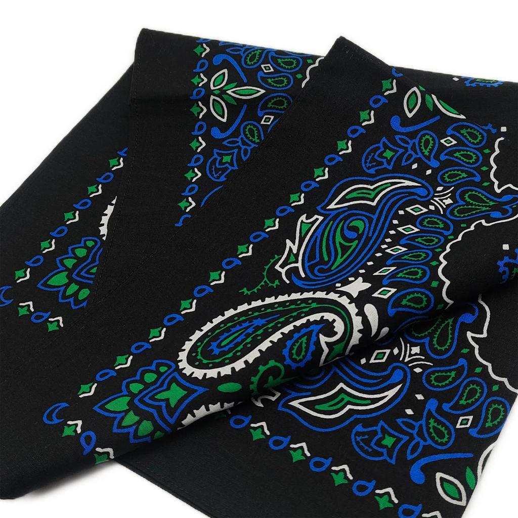 Trifong Bandana Black Bandana Adult Paisley Men's Bandana Blue Handkerchief Stylish 100% Cotton Unisex Women's 55cm x 55cm