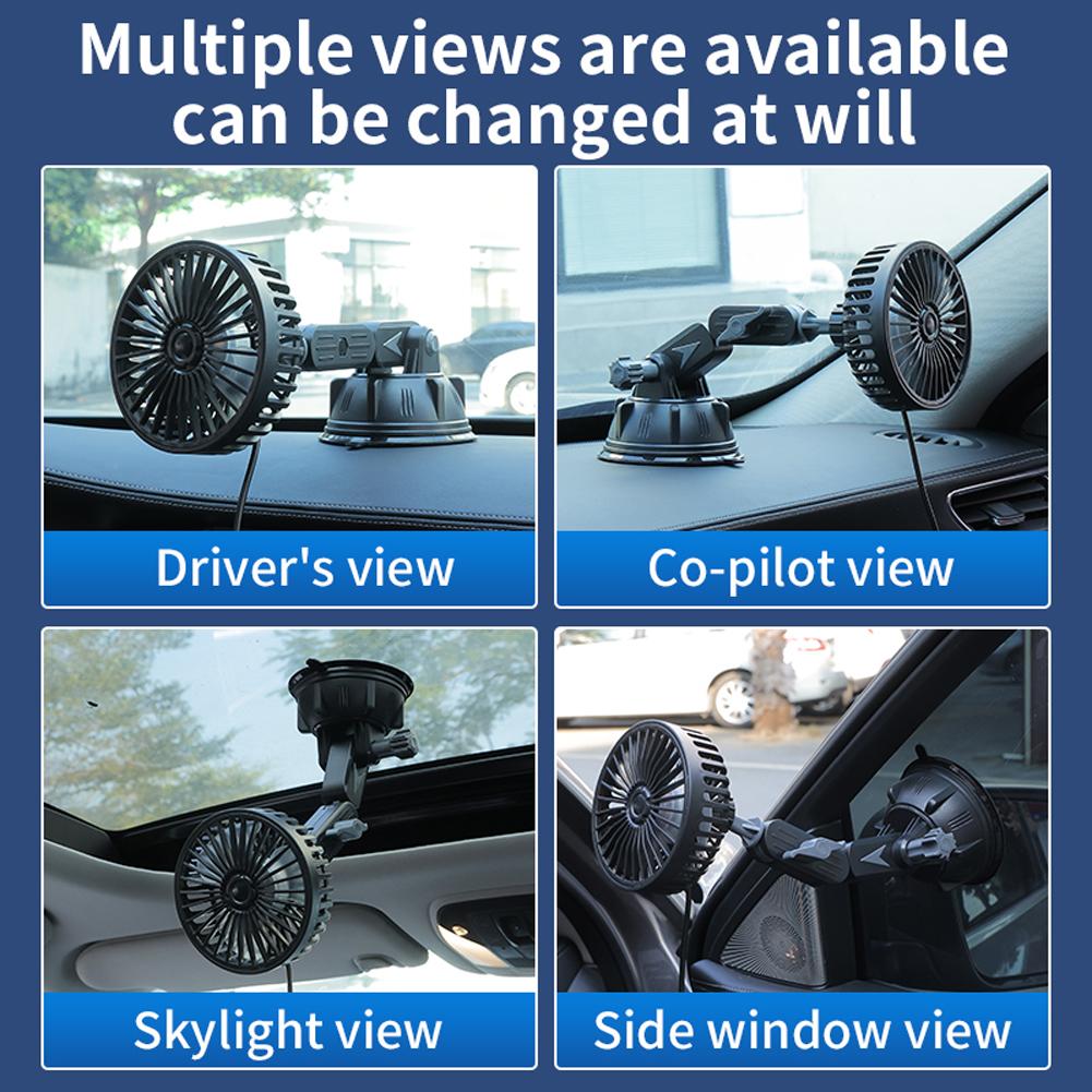 USB Car Fan 3 Speed Suction Cup Air Cooling Fan For Dashboard/Windows 360 Degree Long Arm Auto Cooling Fan For Car Truck