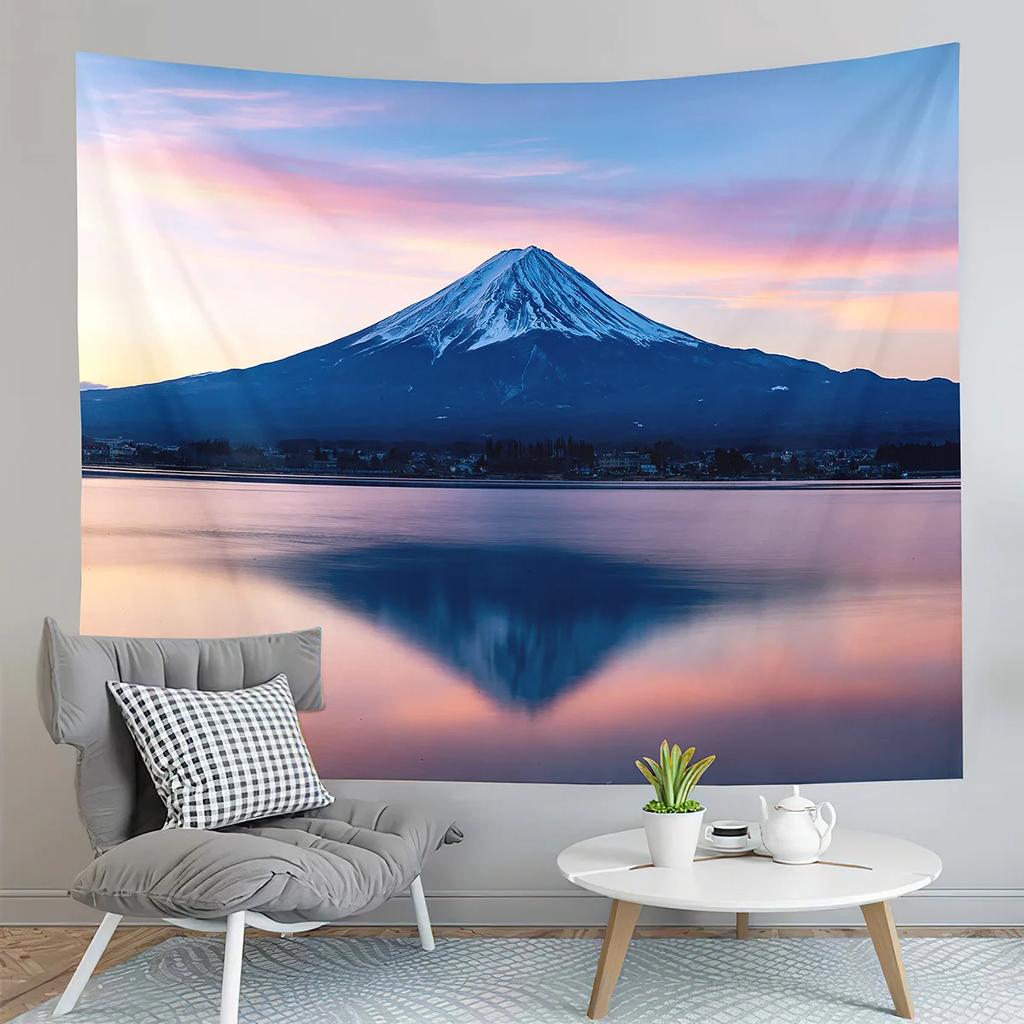 Japan Mount Fuji Tapestry Red Pagoda Tapestry Natural Landscape Tapestry Aesthetic Home Decor Tapestries for Living Room Bedroom