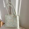 Cotton Floral Tote Bag for Women  Handbag Trendy Chic Puffy Top Handle Bag Quilted Padded Shoulder Bag Designer Shopper Bags