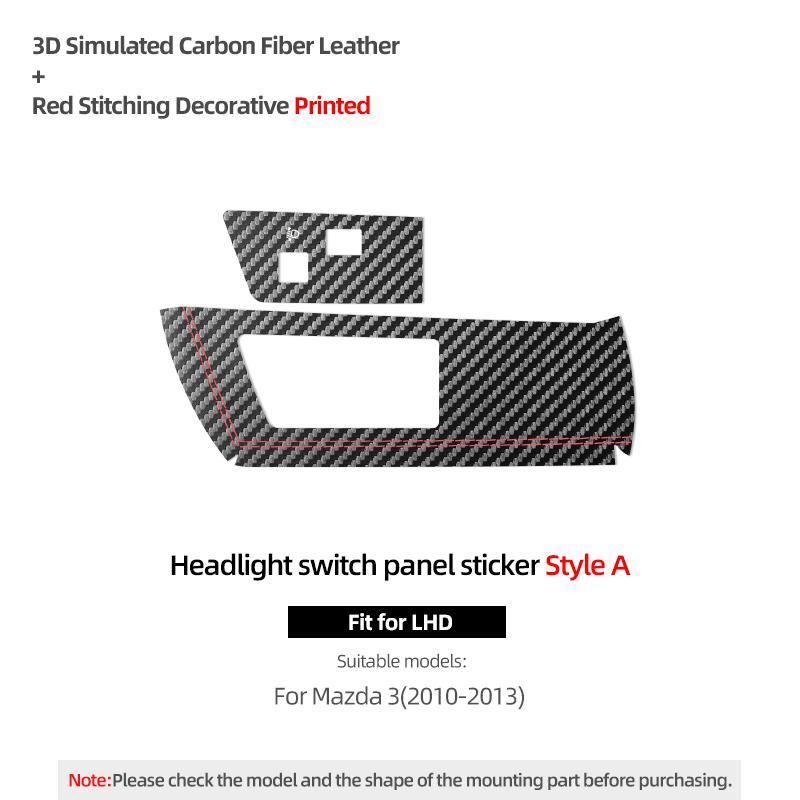 

Betterhumz For Mazda 3 Axela 2010-2013 Made of Alcantara Auto Headlight Lamp Switch Panel Trim Sticker Car Interior Accessories Carbon Fiber A LHD