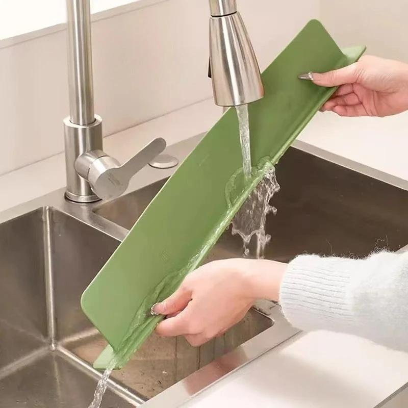 Silicone Kitchen Sink Water Splash Guard Washing Basin Anti-splash Stopper Waterproof Splatter Screen Bar Anti-water Board