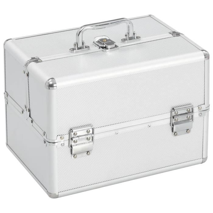 VidaXL Mallette à maquillage 22x30x21 cm Argenté Aluminium