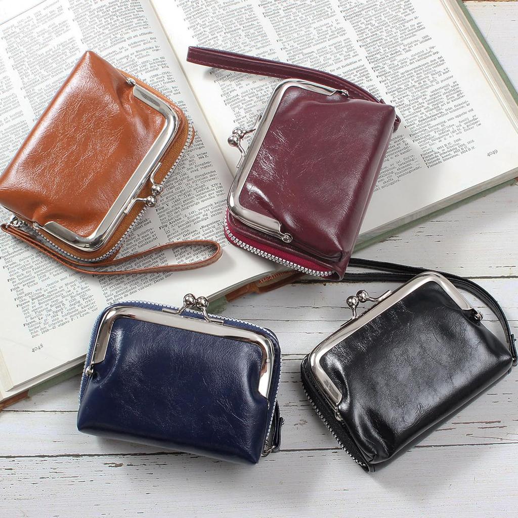 Blanc Pomme Women's Mini Wallet with Clasp, Separate Coin Purse, Stylish and Compact, Black, Bp-2019