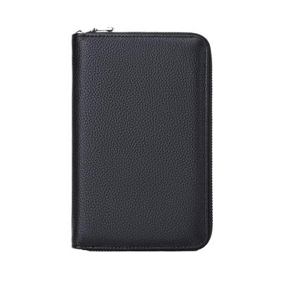 KASSAI Cowhide Leather Passbook Case with Large RFID Skimming Passport and Card Case Accordion-Style Capacity, Protection, (Black)