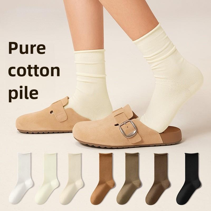 Female Spring and Autumn New Pure Cotton Moon Son Boneless Tube Socks