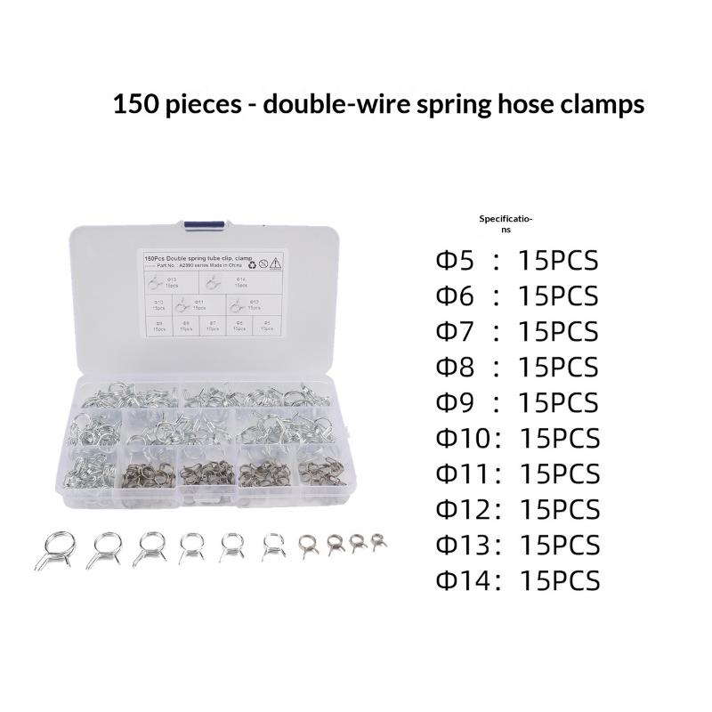 70/150Pcs Hose Clamp Fastener Stainless Steel Spring Clip Fuel Line Hose Water Pipe Air Tube Car Plumbing Tools