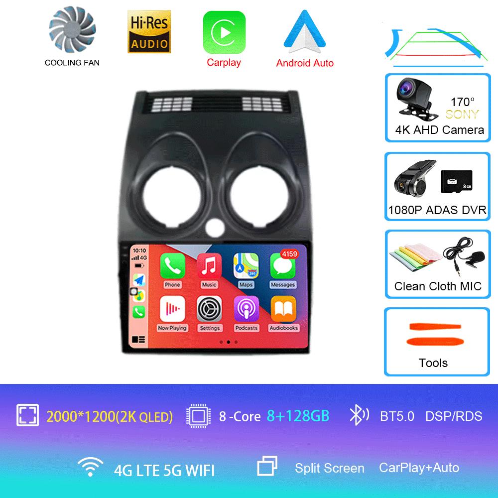 Car Radio For Nissan Qashqai Rogue 2008-2013 Android 14 Multimedia Player GPS Navigation Carplay Android Auto 4G WIFI