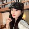 Fashion PU Beret Hat Casual Retro Painter Hat British Style Adjustable Leisure Visor Cap Men Women