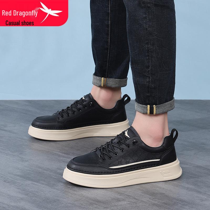 Red Dragonfly Men's Summer White Casual Sports Shoes, Flat Bottom Board Style, 2025 Versatile Edition.