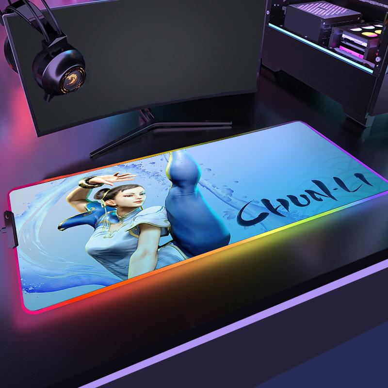 Rgb Xxl Mouse Pad Large Gamer Mousepad Anime Street Fighter Deskmat Gaming Pc Setup Accessories Desk Mat Computer Table Mausepad