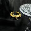 Autumn and Winter Advanced Sense Adjustable Index Finger Ring Niche Maillard Tiger's Eye Stone Gold Ring Women's Light Luxury Stacked Ring