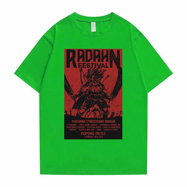Radahn Festival Grafikdruck T-Shirts Unisex Damen Anime Cartoon Stil T-Shirt Unisex Mode Übergroßes T-Shirt Vintage Streetwear