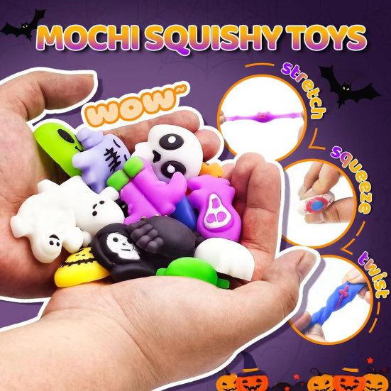 Huaqianguhh Halloween Advent Calendar, 24 Days Countdown Calendar with Pcs Slow Rising Squeeze Toys, Scary Collectible Dolls Gifts for Kids,