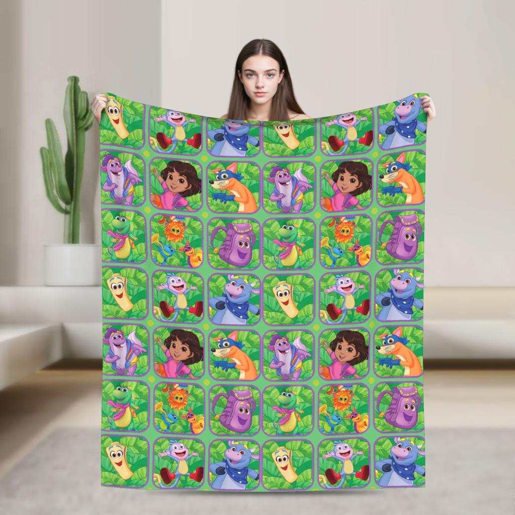 Warm Blanket DDoras The Explorers Vamanos A Explorar Dora and Boots Throw Blanket Flannel Bedspread For Couch Bed Bed Cover