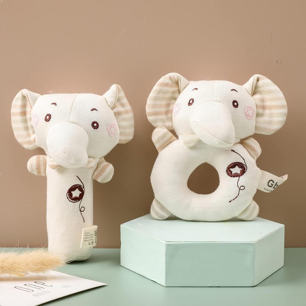 Shinse Rattle Plush Baby Toy Rattle Ring Stick Cute Cloth Toy 3 Months and Up Organic Cotton Popular Baby Gift Educational Toy Newborn Children Babies