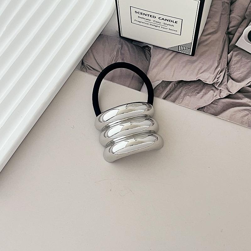 Punk Metal Smooth Corss Elastic Hair Loop Hairband for Women Ponytail Hair Pins Headwear Vintage Fashion Jewelry Hair Accessorie