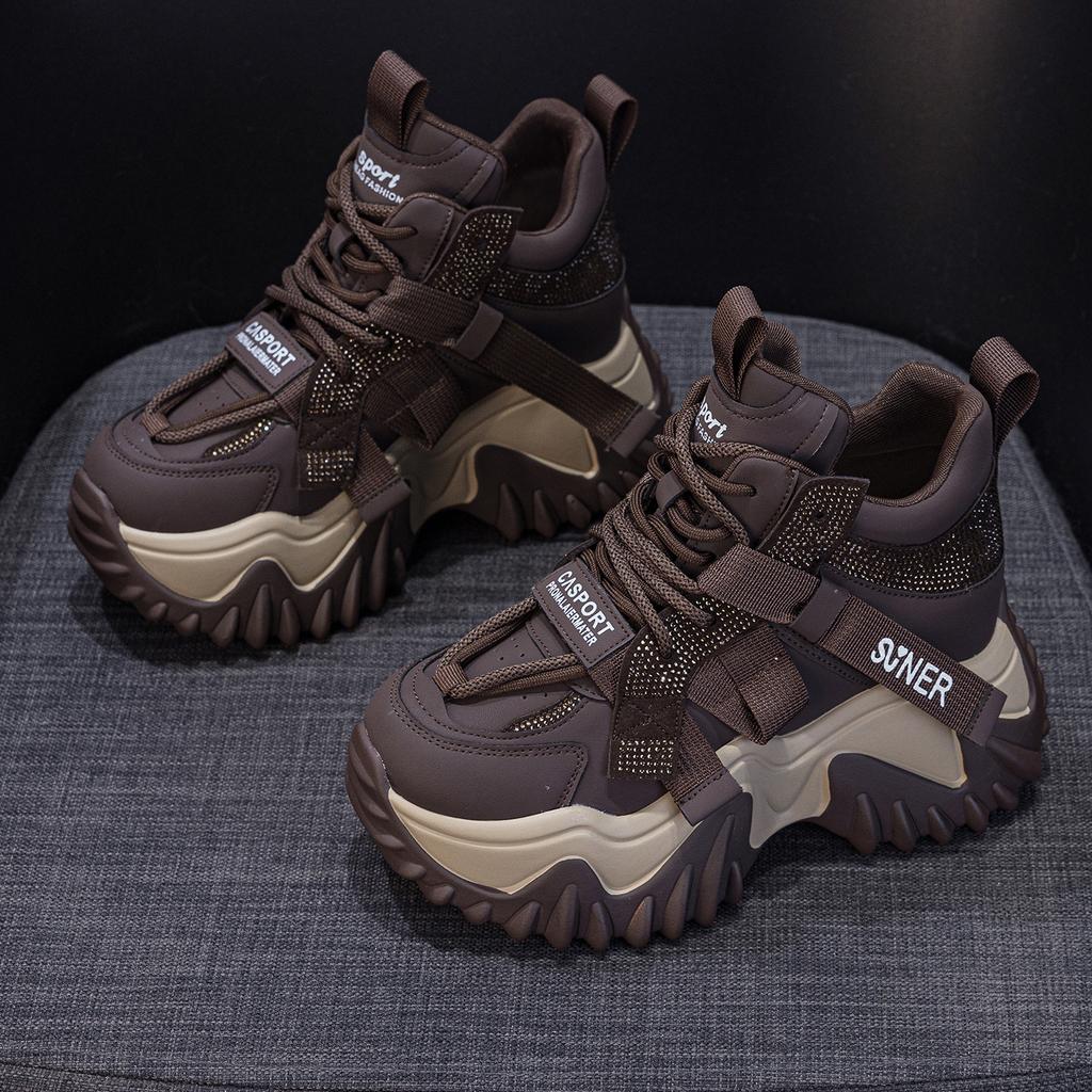 Thick-soled Dad Shoes Are Casual and Versatile, with Fleece Lining for Height-increasing Women's Shoes