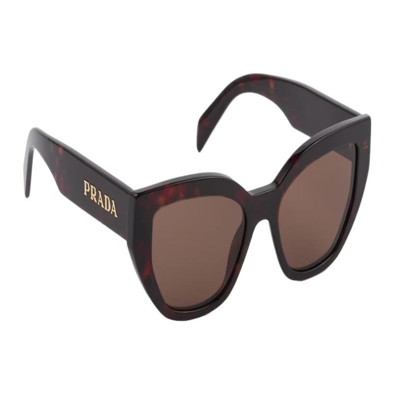 Prada Logo Lettering Acetate Irregular Sunglasses Women's Brown