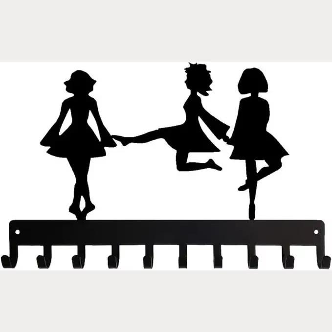 

Стойка для медалей ирландского танцевального трио танцоров - 14,5 с 10 крючками, металлический настенный органайзер для демонстрации произведений искусства, настенный декор для медалей светло-серый