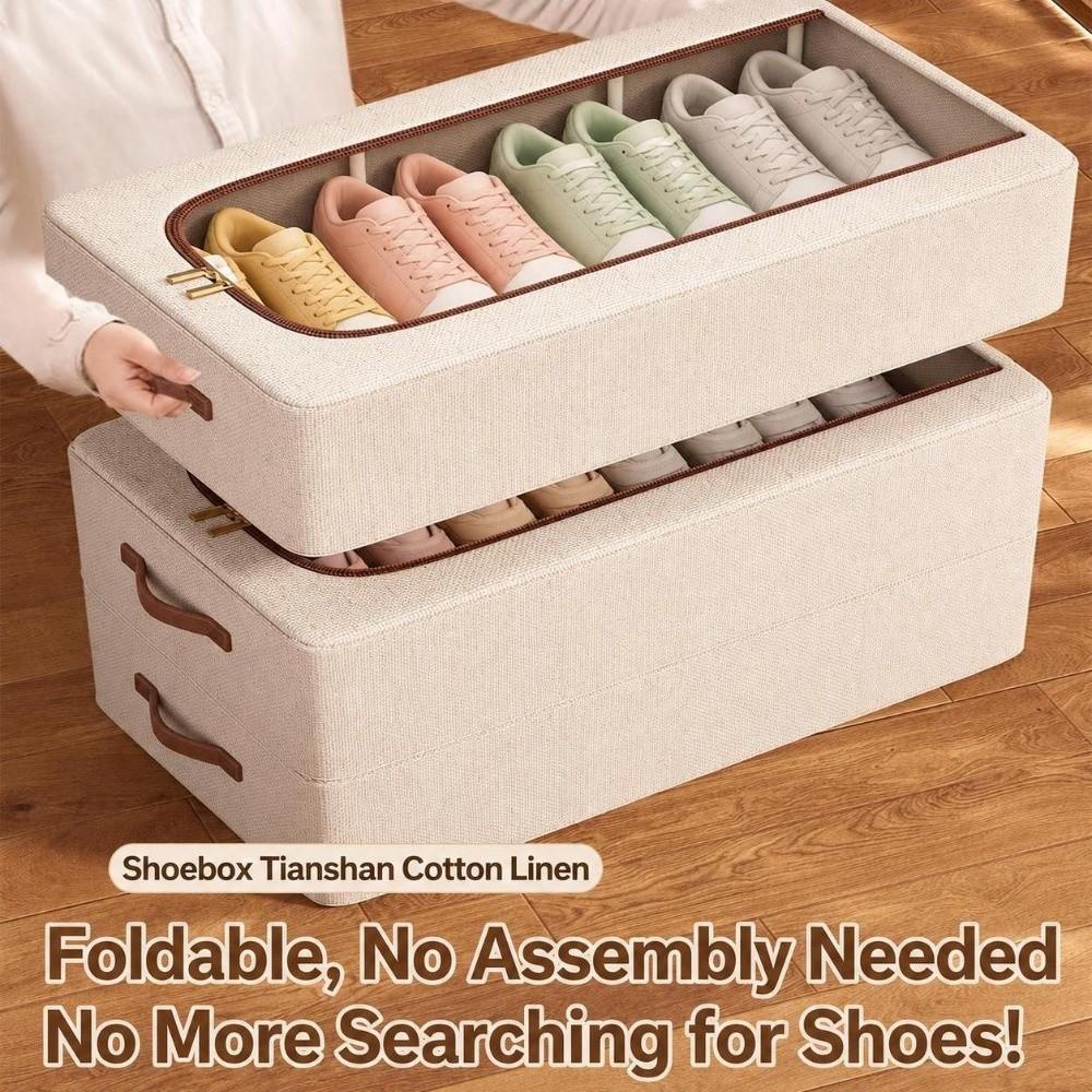 Double Window Design Shoe Storage Box Dustproof Under Bed Storage Box  Sports Shoes Storage