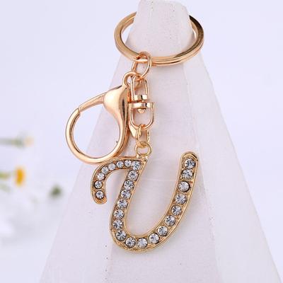 26 Letters Rhinestone Unisex Compact Long Lasting Key Ring Bag Decoration
