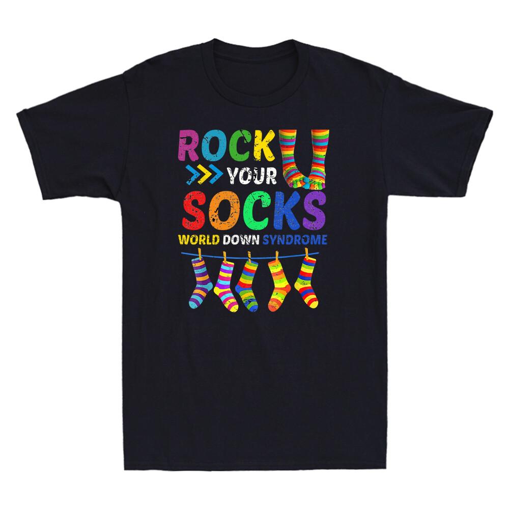 World Down Syndrome Day T Shirt Rock Your Socks Awareness Vintage Men's T-Shirt