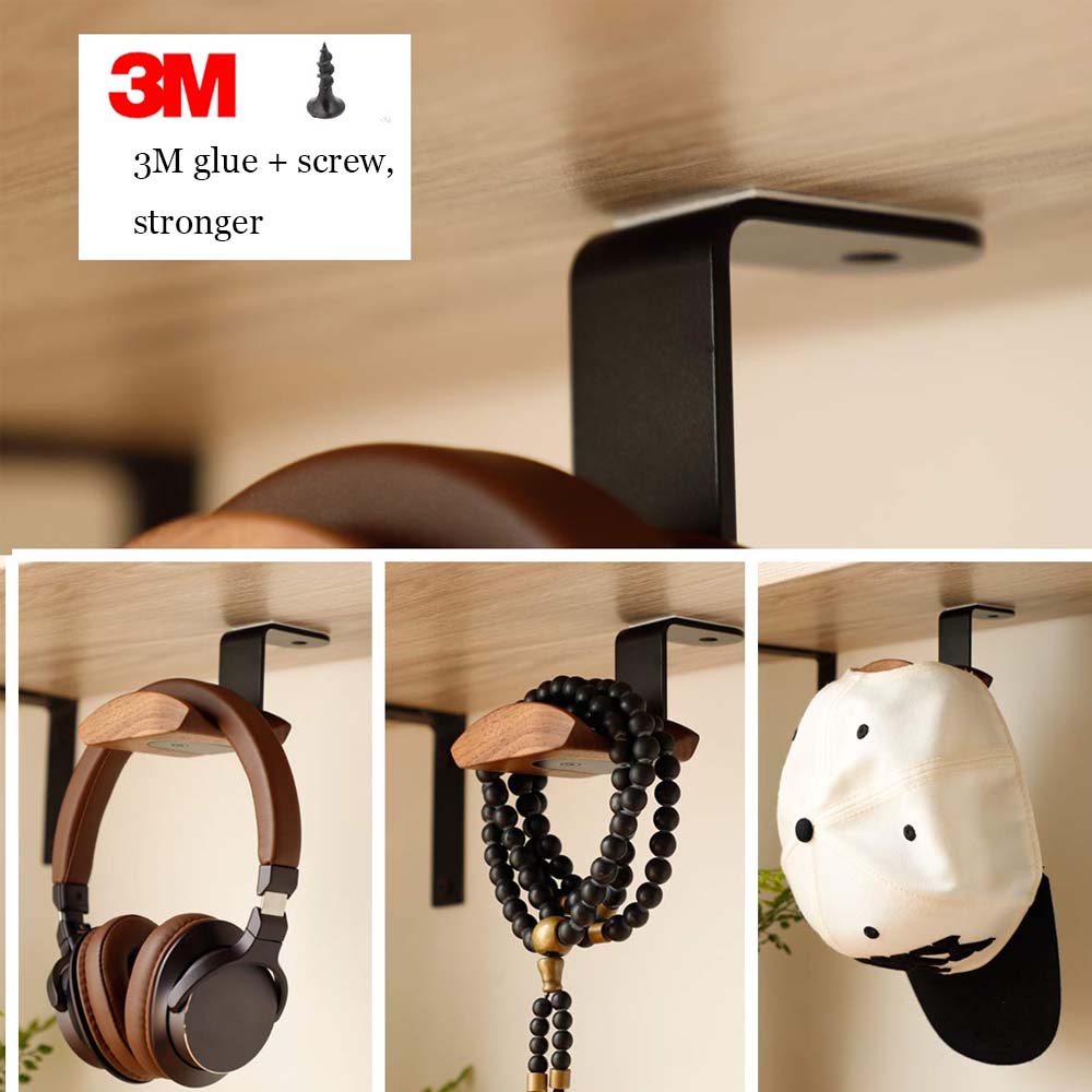 Universal Headphones Stand Solid Wood Gaming Headset Hanger Walnut Beech Maple Wooden+Aluminum Alloy Head-mounted Earphone Holde