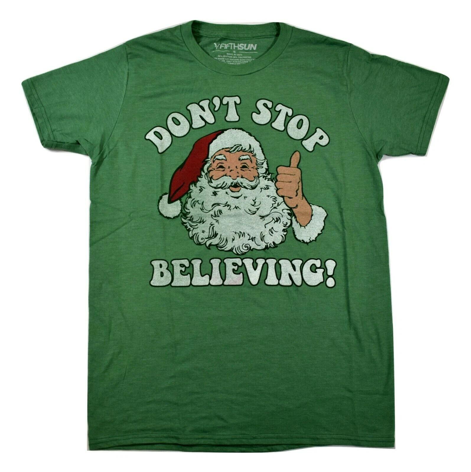 Fifth Sun Mens Santa Clause Don t Stop Believing! Christmas Shirt New S, M XL