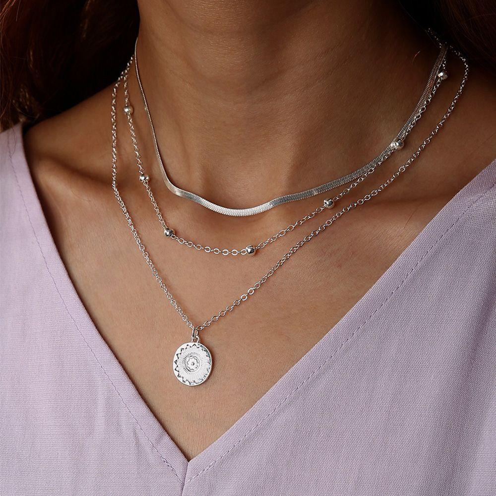 

Women Simple Gold/Silver Personality Multi-layer Lotus Necklace Choker Chain Jewelry Collar
