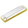 Uxcell 10-Hole, 20-Tone C Harmonica, Mouth Harmonica, Toy for Adults and Beginners, Educational, Yellow and Silver