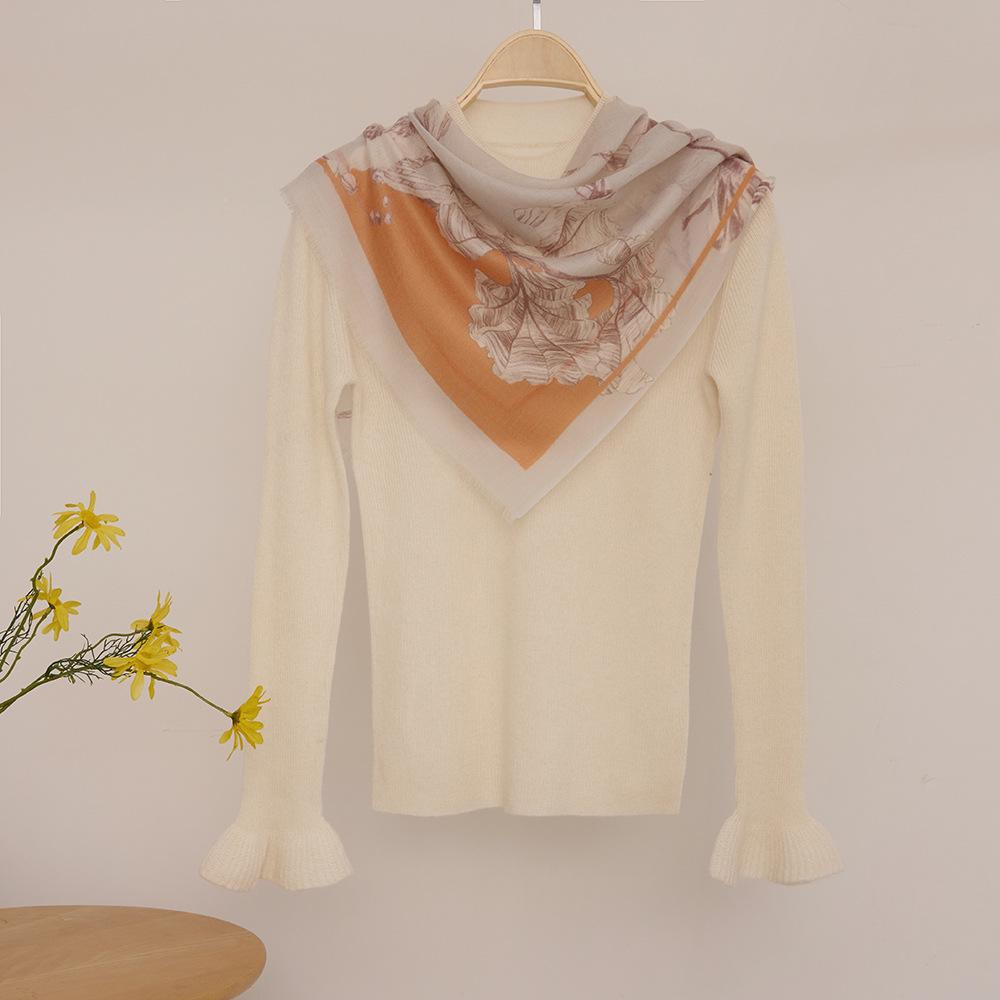 Water-Soluble Cashmere Scarf: Lightweight Square Shawl for Summer & Air-Conditioned Comfort