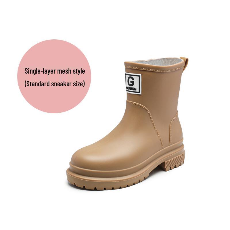 High-End Women's Mid-Calf Non-Slip Waterproof Rain Boots - Japanese Korean Style