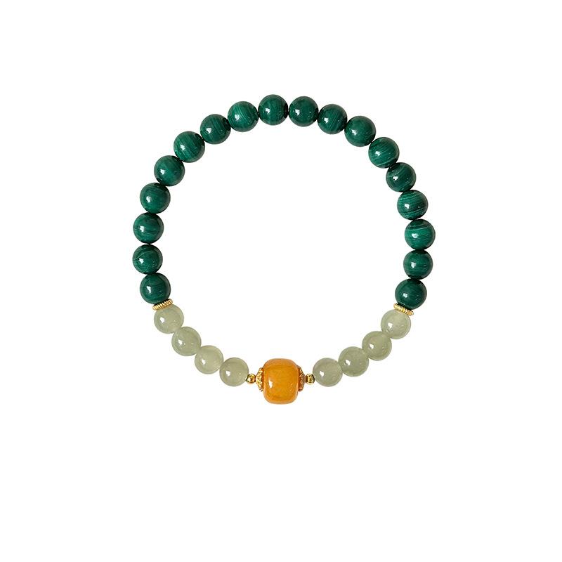 

Натуральный нефрит Хэтянь малахитовый браслет из бусин легкая роскошь высокое чувство модный темпераментный браслет новые украшения женские