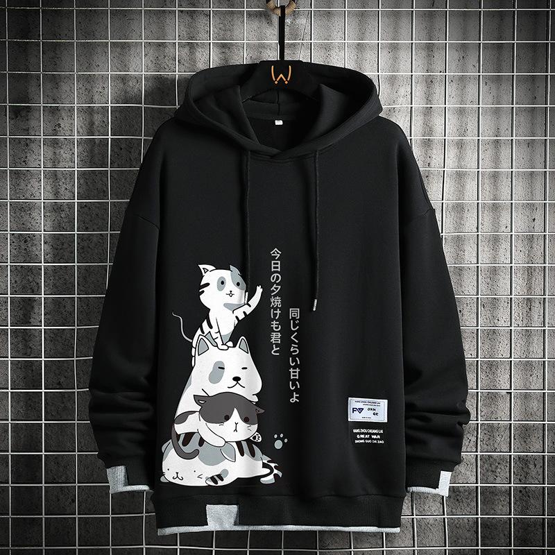 Trendy Brand Hooded Sweater Men'S Spring And Autumn Clothes Jacket Men'S Student Sports Loose Casual Sweater Men