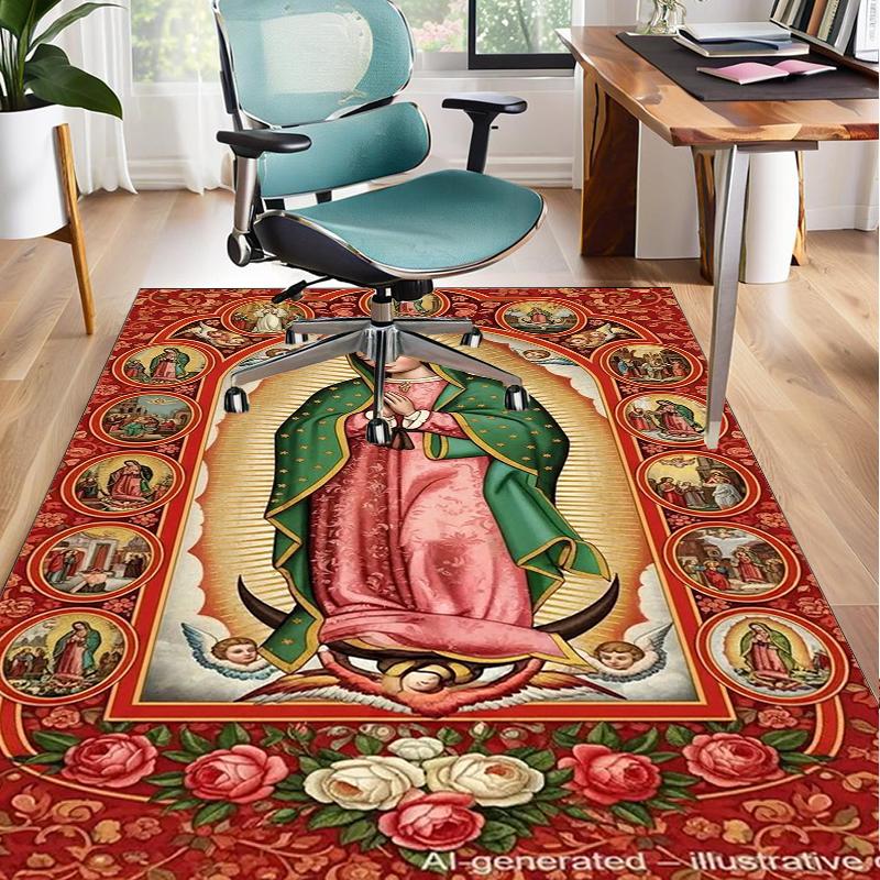 Our Lady Of Guadalupe Maria Office Rug Chair Mat, Entryway Carpet, Suitable for Front Door, Bedroom, Living Room, Desk, Holiday Gift
