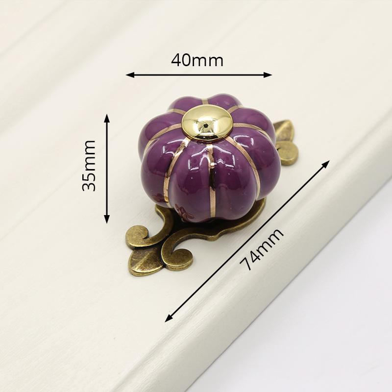 KAK Maniglia per Mobili in Ceramica da 40 mm Base Nera Manopole e Maniglie Zucca per Stanza dei Bambini Maniglia per Ante di Armadietti da Cucina Cassetti